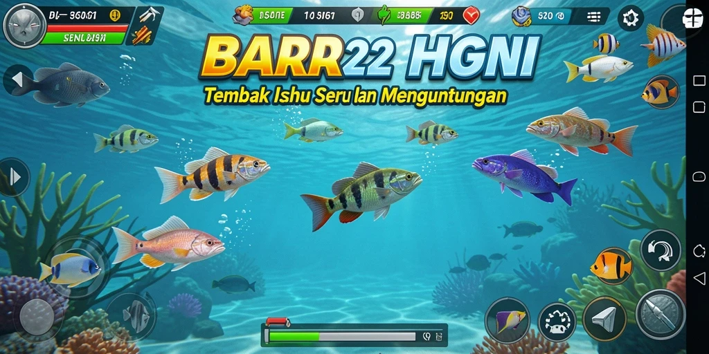 Tampilan gameplay seru dari BARA22 saat menembak ikan.