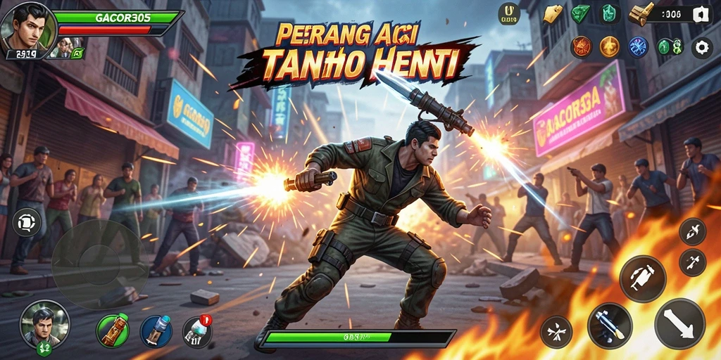 Gameplay GACOR305 yang seru dan menegangkan dalam aksi pertempuran.