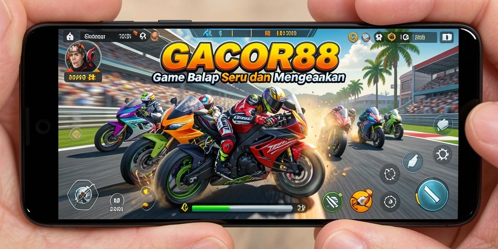 Tampilan gameplay balap motor yang mendebarkan di GACOR88.