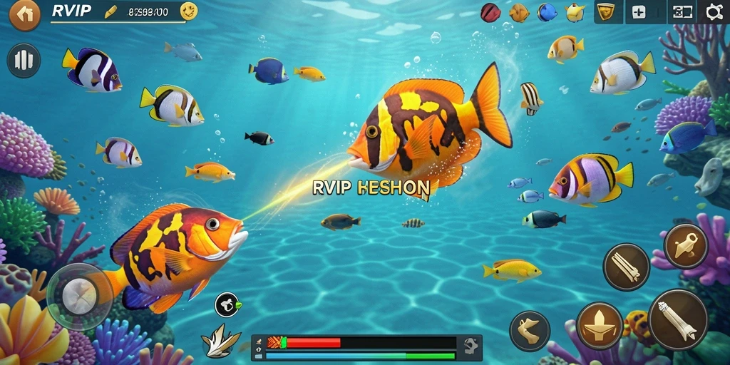 Tampilan grafis menarik dari gameplay Tembak Ikan RVIP.