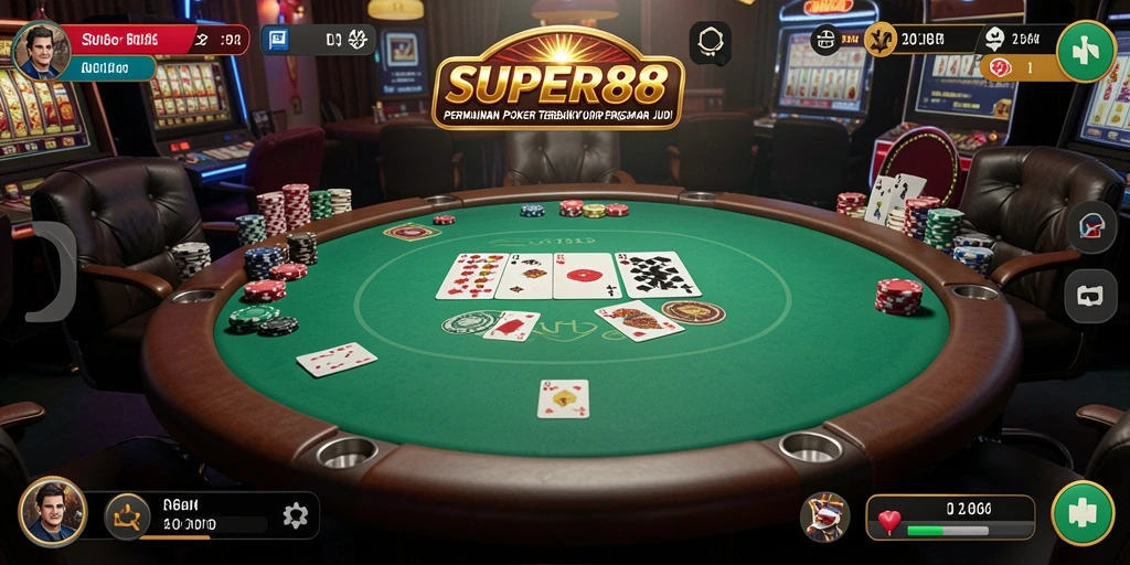 Screenshot SUPER88 menampilkan gameplay poker yang seru dan interaktif.