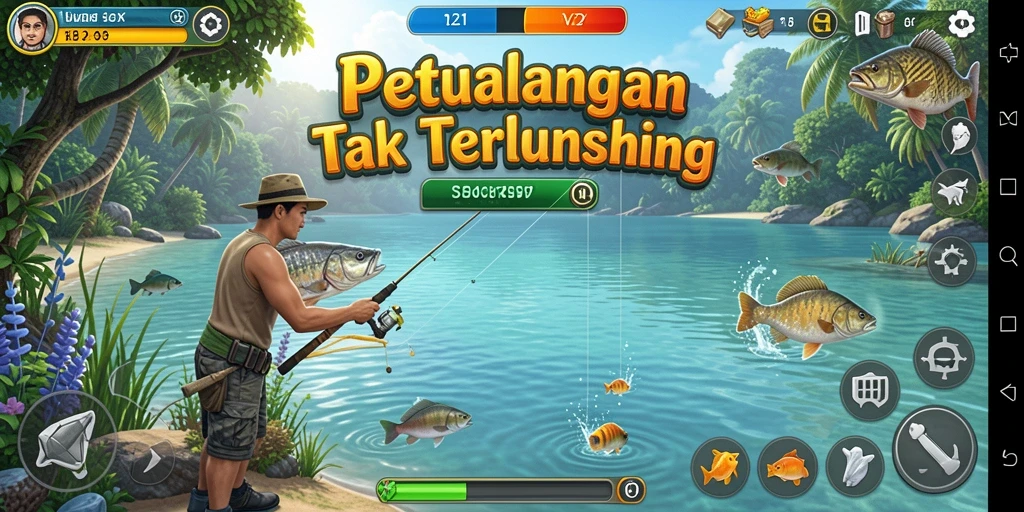 Tangkapan ikan besar dalam gameplay V21 yang mendebarkan.
