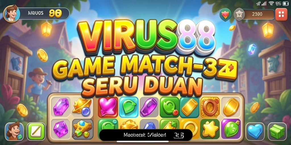 Screenshot gameplay Match-3 yang seru di VIRUS88.