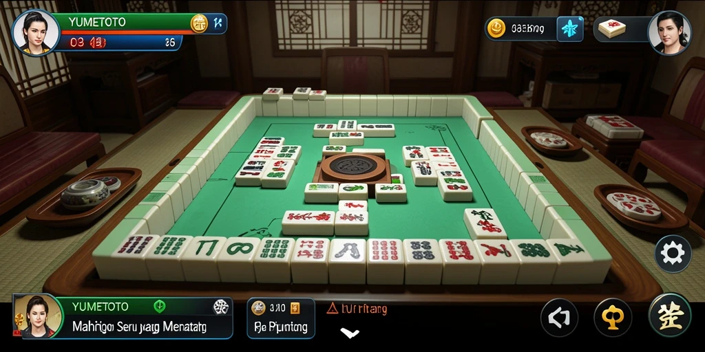 Screenshot gameplay YUMETOTO menampilkan aksi permainan Mahjong yang seru.